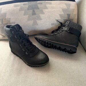 SOREL-Harlow Conquest-Black Winter Waterproof Boot 6.5,B NWOB